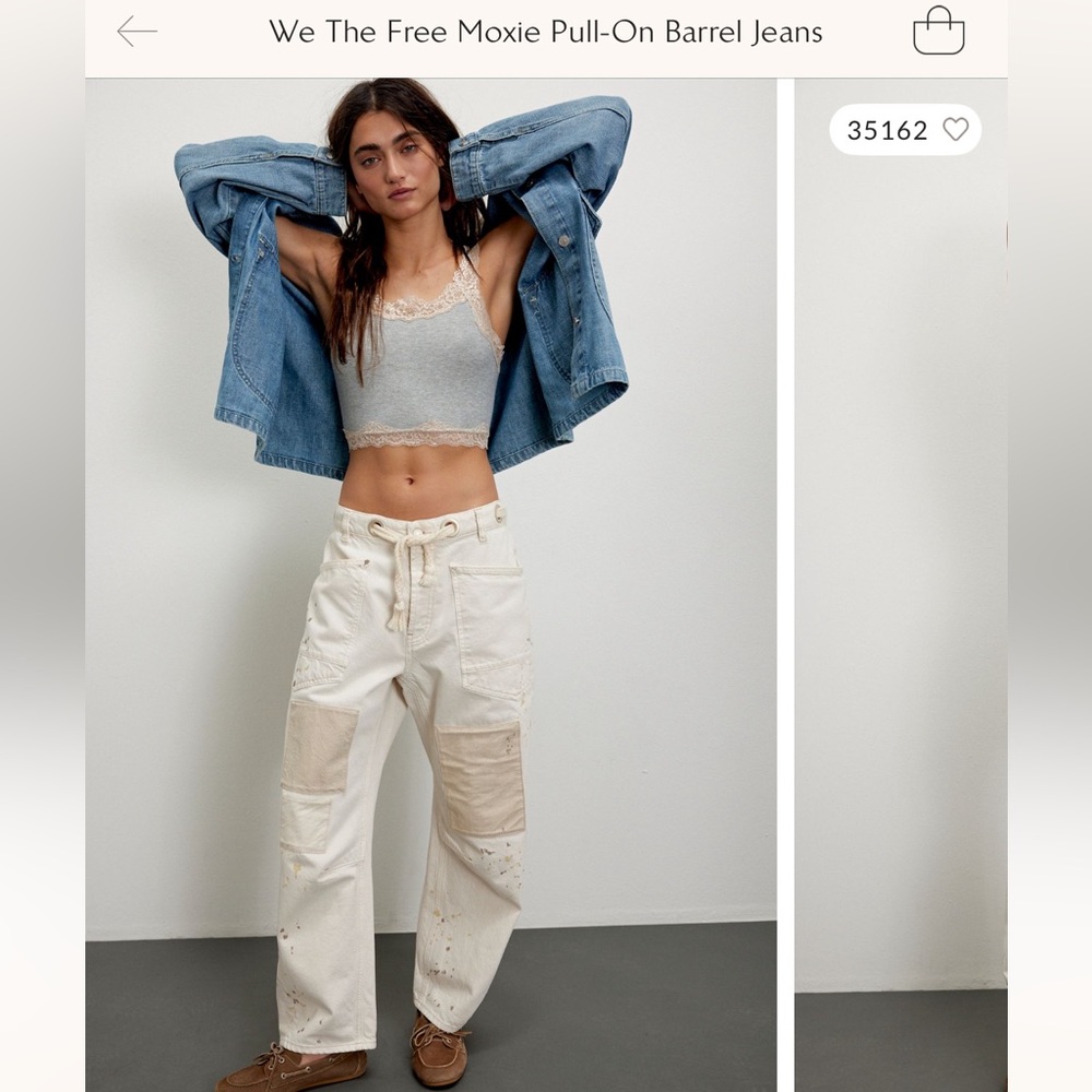 We The Free Moxie Pull-On Barrel Jeans- white size 32